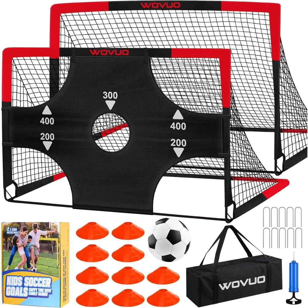 

Portable Toddler Soccer Goals Set, 6x4 ft, with Soccer Target, Ball, Cones, Net for Ages 3-14 Outdoor Play
