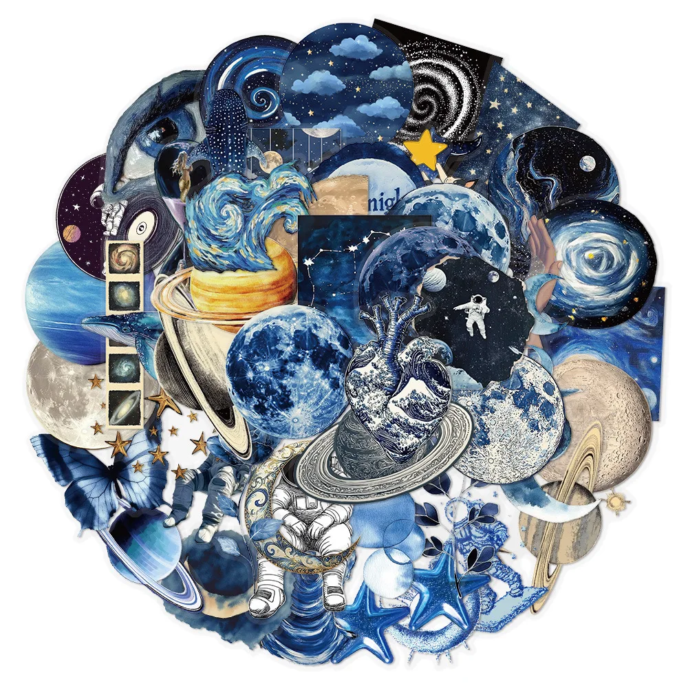 สติกเกอร์กันน้ำลายจักรวาล 50 ชิ้น สำหรับตกแต่งสมุดโน้ต กระเป๋าเดินทาง โทรศัพท์ แก้วน้ำ กีตาร์ ของเล่น