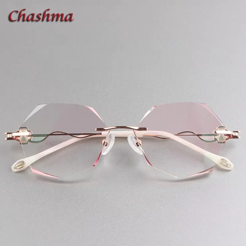Chashma Prescription Glasses Gray Red Lenses Titanium Frame Women Anti Reflective Recipe Gafas Gradient Colored Reading Glasses