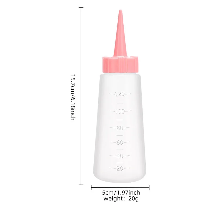 120ml Graduated Hair Dye Squeeze Bottle Point Tip Applicator Bottles Refillable Hair Coloring Dyeing Bottle for Salon Home Use