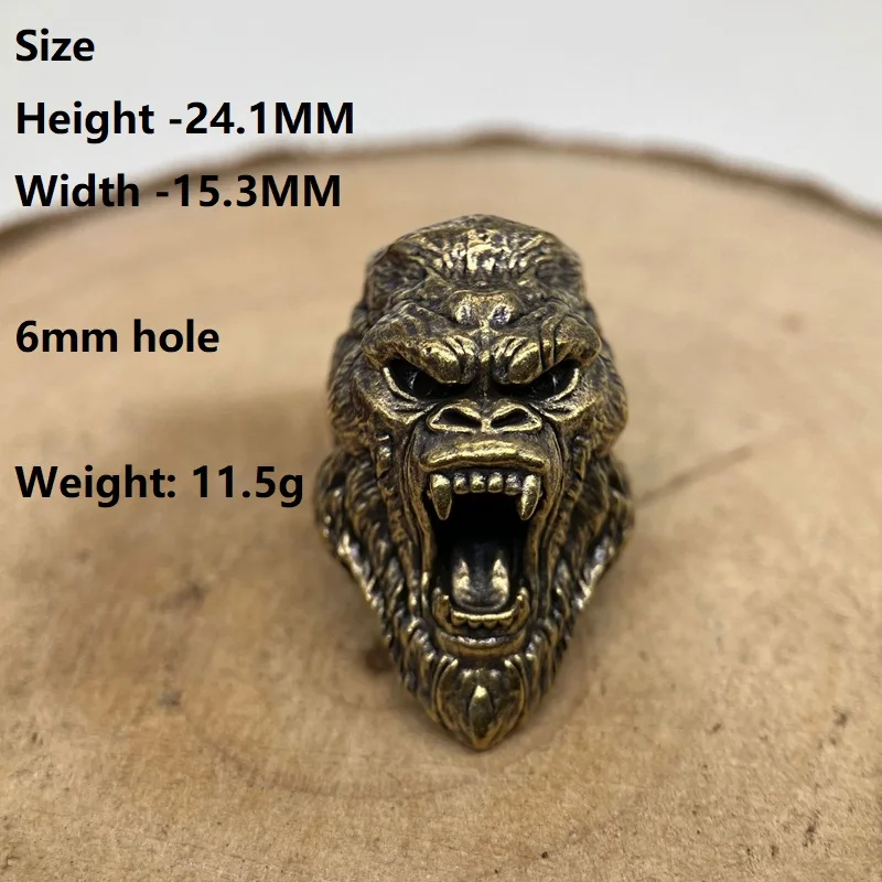 Roar Gorilla EDC Brass Knife Beads Cartoon Animal Orangutan DIY Woven Umbrella Rope Lanyard Charms Paracord Pendant Accessories