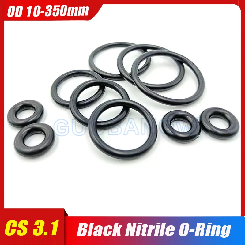 

Black Nitrile Rubber Silicone Rubber O-ring Group Seal Ring Gasket CS 3.1mm OD10mm-350mm High Pressure Repair Oil Belt Seal Ring