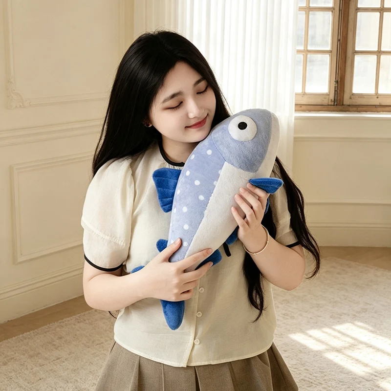 Ocean Fish Plush Set Soft Fluffy Puffer Fish Manta Ray Clownfish Stuffed Animal Pillow Kawaii Marine Creature Plushie Toys Gift