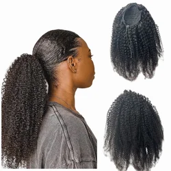 100% Real Human Hair Ponytail for Women Drawstring Afro Kinky Curly Ponytails Human Hair Clips In Mongolia Hairpieces Extension