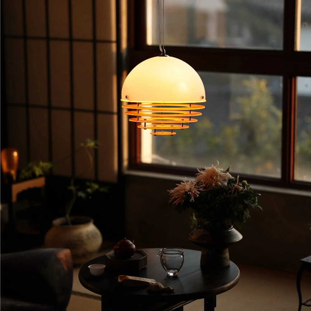 Creative Sunset Orange Pendant Chandelier Bauhaus Cafe Bar Island Led Pendant Lighs Window Ceiling Light Simple Atmosphere Light