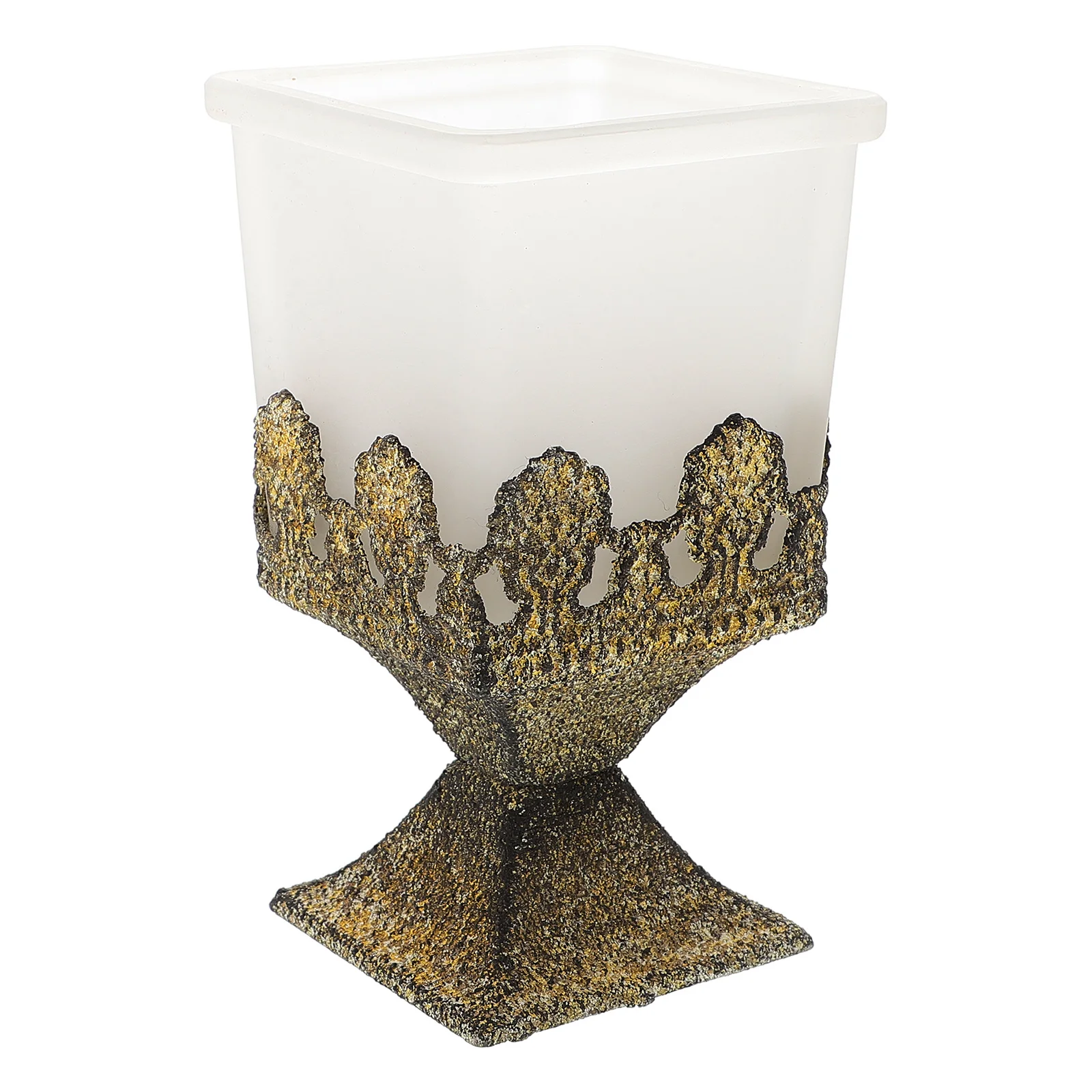 

Iron Holder Vintage Cup Shape Decorative Candlestick Stand for Dining Table Living Room Bedroom Holder