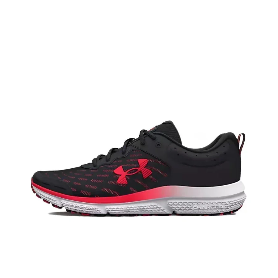 Under Armour Charged Assert 10 Men's Black/Red Low-Top Runners – Breathable Versatile Build with Trendy Style 3026175-006