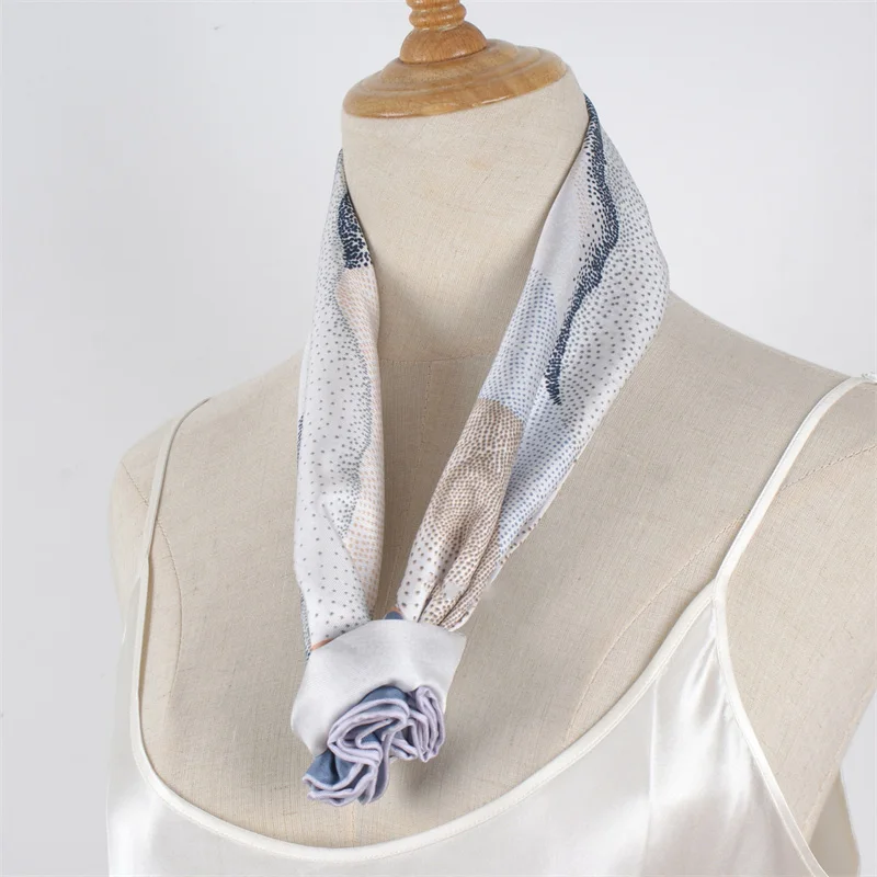 100% Twill Silk Scarf Wraps 14MM Fashion Printed Real Silk Neckerchief Necktie for OL 88X88CM