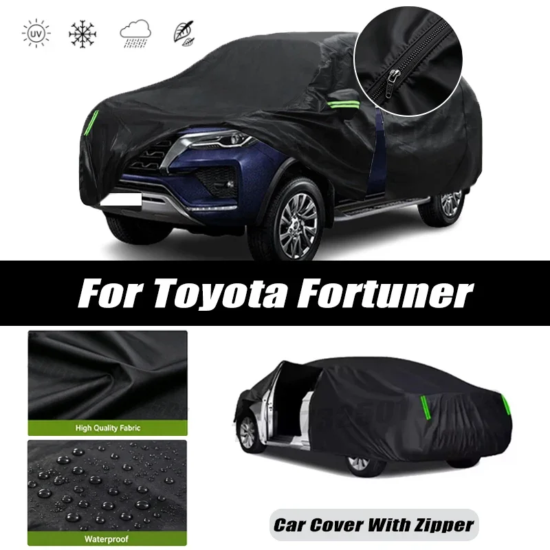 For Toyota Fortuner Car Covers Outdoor Waterproof Sun Rain Snow Protection UV Car Zipper Design Car Cover Accessories