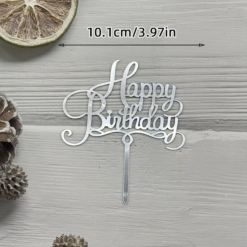 Einfacher Tortenaufsatz „Alles Gute zum Geburtstag“, Silber, Rosa, Gold, Acryl, für Kinder, Babyparty, Party, Dessert, Kuchendekoration, Geschenkzubehör – Detail 18