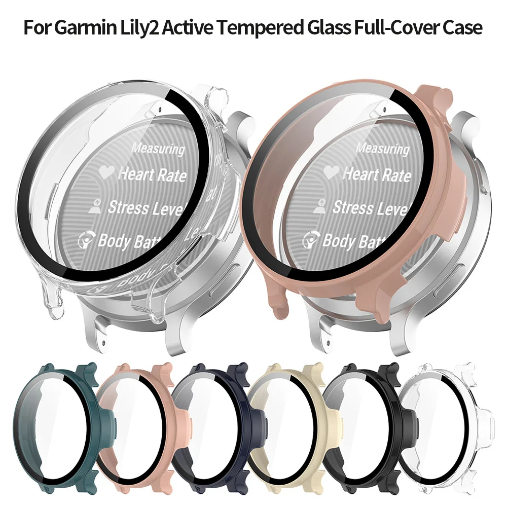 

Tempered Glass Case For Garmin Lily 2 Active Smart Watch Screen Protector Full Cover Protective Bumper Lily2 Shell Accessories