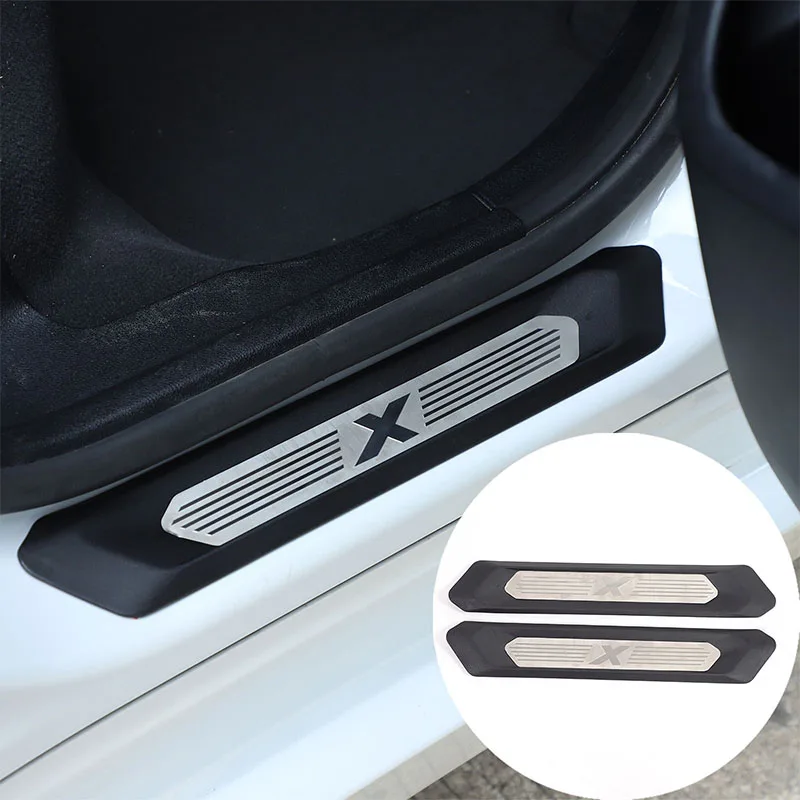 

For BMW X3 X4 G01 G02 2018-2023 ABS Black Car Rear Door Sill Protector Plate Cover Trim Sticker Interior Car Accessory
