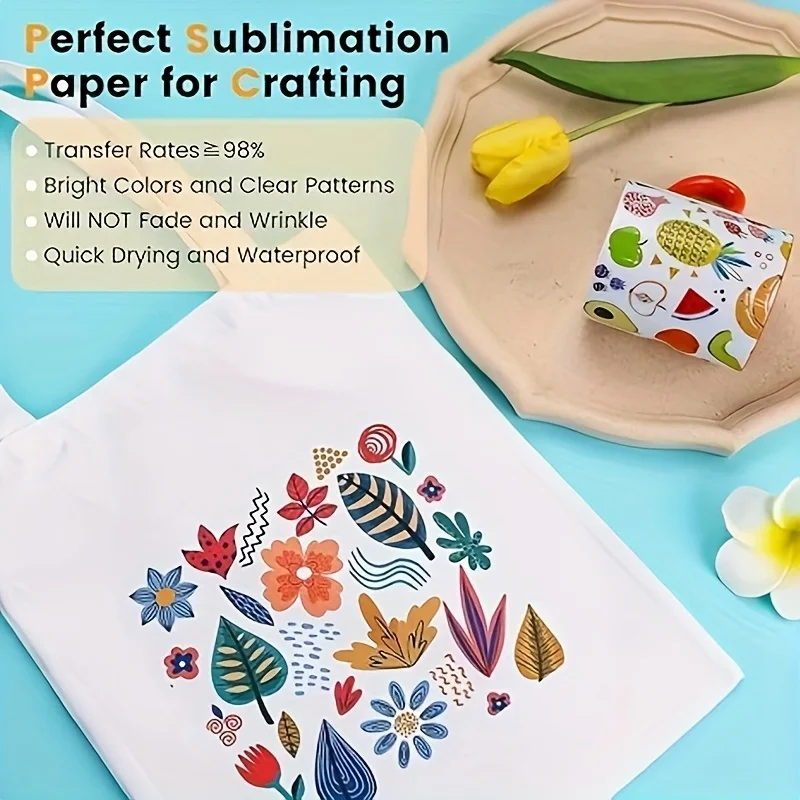 100 Sheets A4 Sublimation Paper 105G Perfect for T-Shirts, Mugs, Tumblers, and Light Fabric - Use with Sublimation Ink & Printer view 6