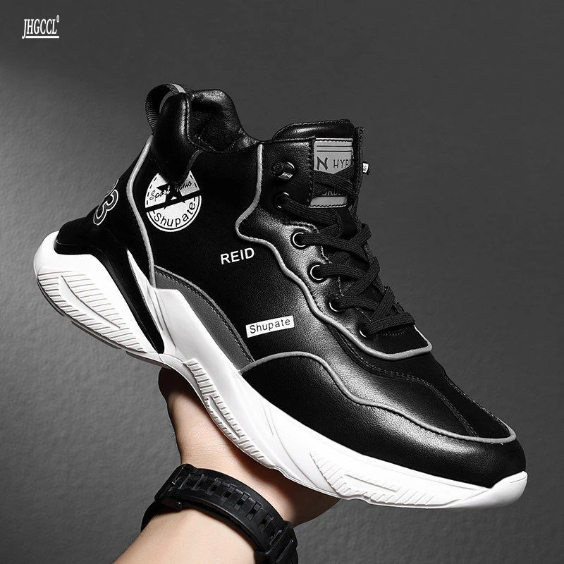 

Men's shoes new sports shoes leather trend everything high help breathable father shoes inside heightening small white shoes A3