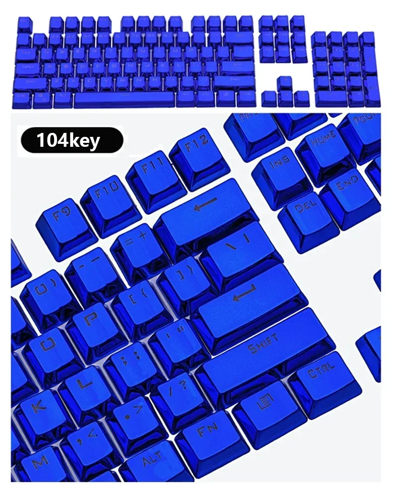 Electroplated Metal Keycap Mechanical Keyboard 104 87Key Cross Axis Personality Translucent Gold Silver Red Game Keycap