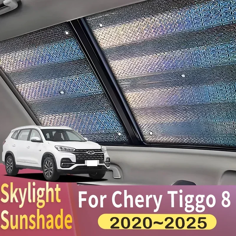 

Sunroof Sunshade Suitable For Chery Tiggo 8 2020~2025 2021 2022 2023 Car Panoramic Roof 2X Heat Shield Window Sunshade Anti-UV