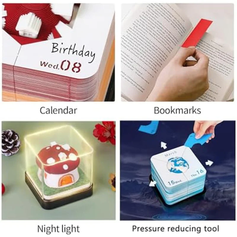 1 قطعة تقويم ثلاثي الأبعاد 2024 ، ملاحظة لاصقة ثلاثية الأبعاد المفكرة على مدار الساعة التقويم مكتب عمل الديكور البلاستيكية ورقة نحت الفن