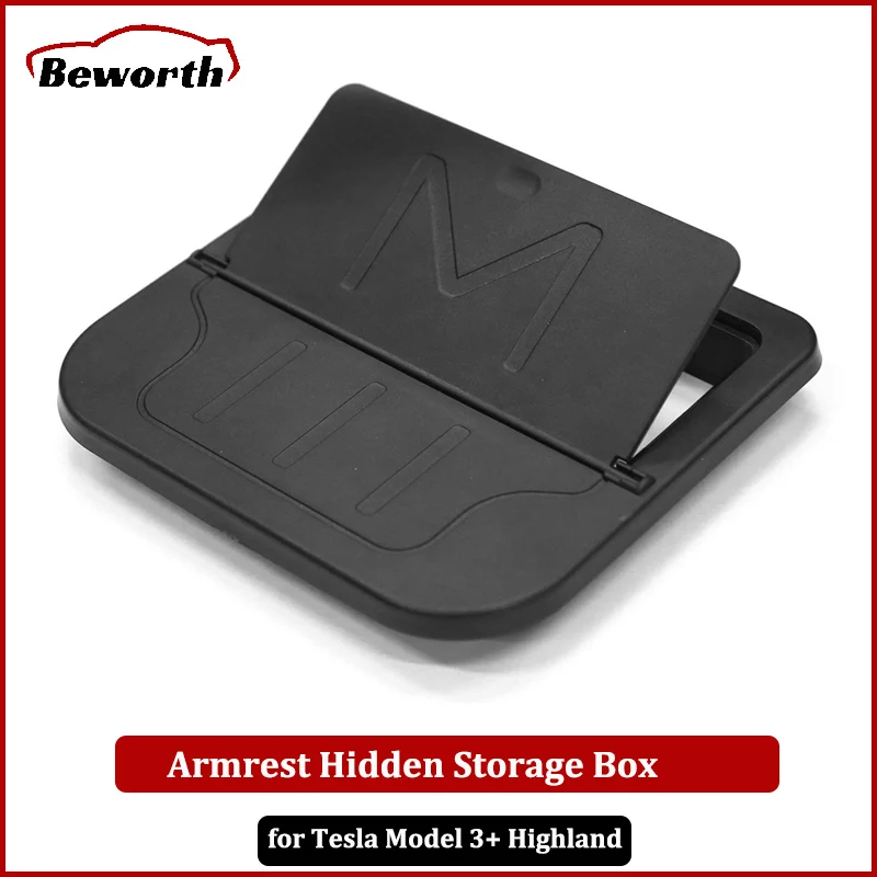 Armrest Hidden Storage Box for Tesla New Model 3 Highland 2024 Privacy Center Console Organizer Holder Tray Model3 Accessories