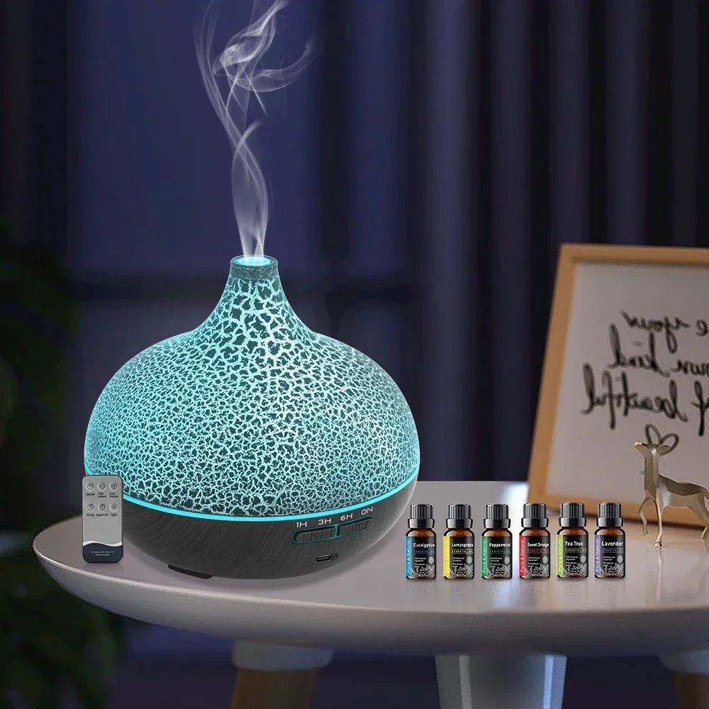 

550ml Ultrasonic Aromatherapy Diffuser Humidifier, Crack Design, Auto Shut Off, Quiet for Home Bedroom