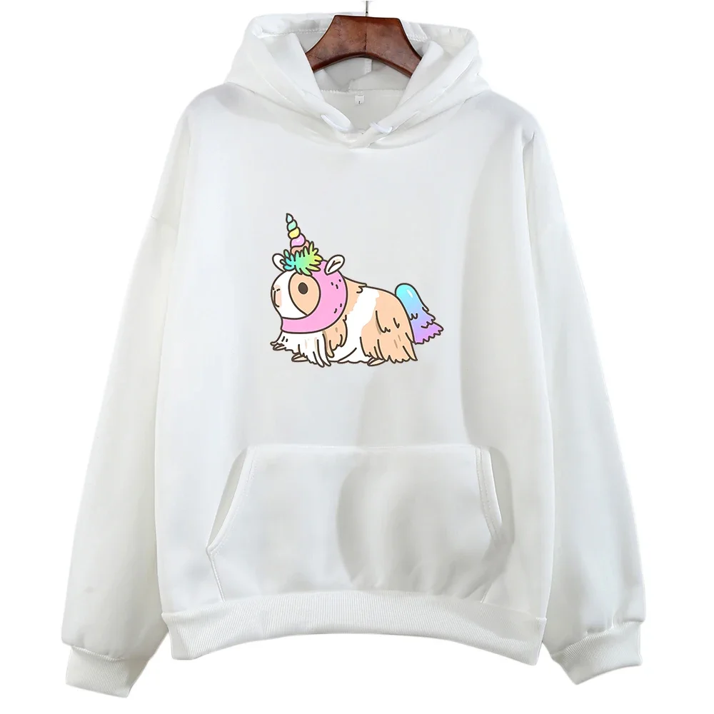 Domesticated Guinea Pig Animal Harajuku Hoodie WOMEN Cartoon Kawaii/Cute Anime Sweatwear Couple Sweatshirt Hand-painted Patterns