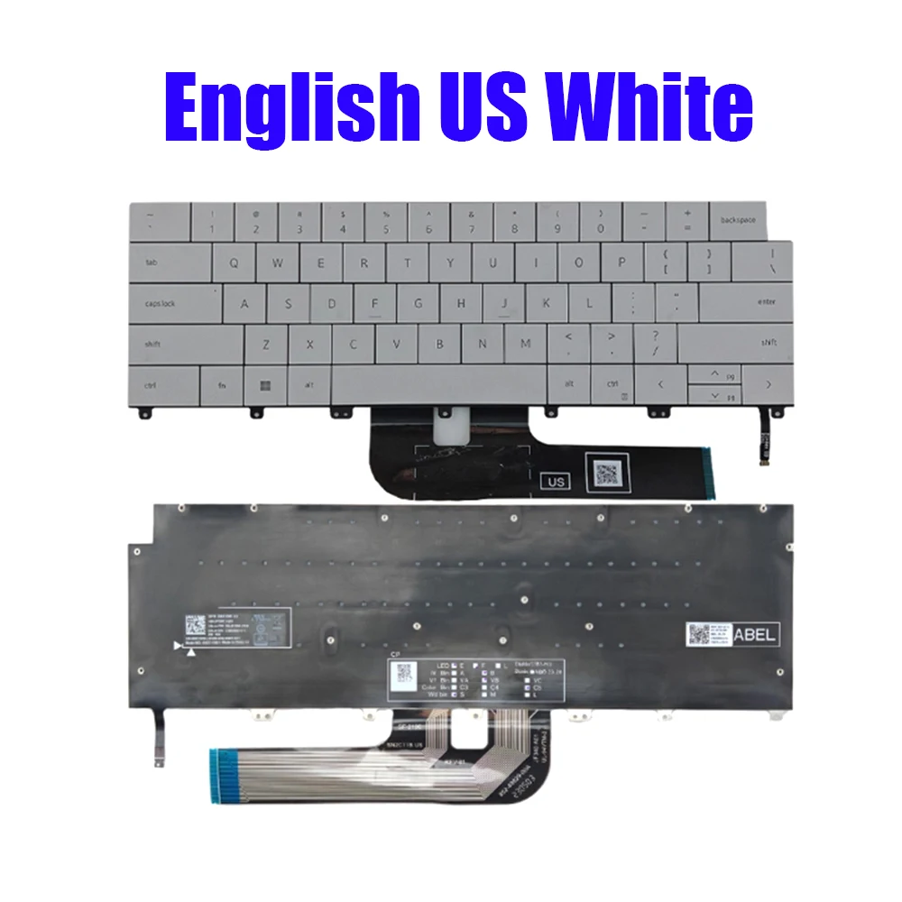 

Backlit English US Keyboard For DELL 16 Premium DA16250 For XPS 16 9640 0NK1GW NK1GW DLM23B33USK7281 0YNR78 YNR78 White/Black