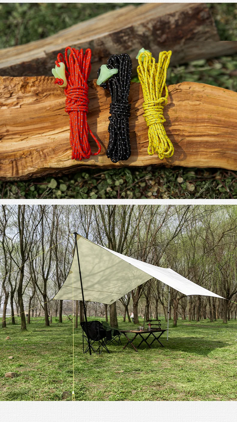 2 mm x 4 m reflektierendes Dyneema-Abspannseil, Zeltseil, hochfestes UHMWPE, winddicht, für Camping, Plane, Überdachung, Outdoor, Wandern, Schnur, Pfahl-Set – Detail 13