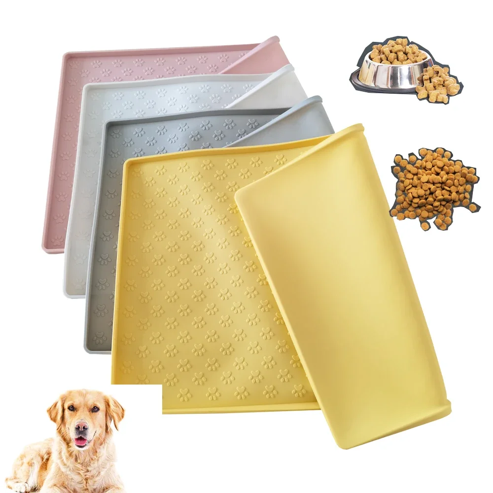 Estera de silicona para comida de mascotas, mantel para perros y gatos, almohadilla para cuencos para cachorros y gatos, estera de alimentación impermeable, almohadillas antideslizantes para excrementos de mascotas