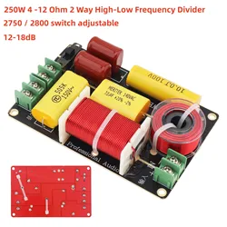 250W/350W/450W 4 -12 Ohm 2/3 Way High-Low Frequency Divider for Speaker, HiFi Speaker Crossover 2750 / 2800 Switch Adjustable