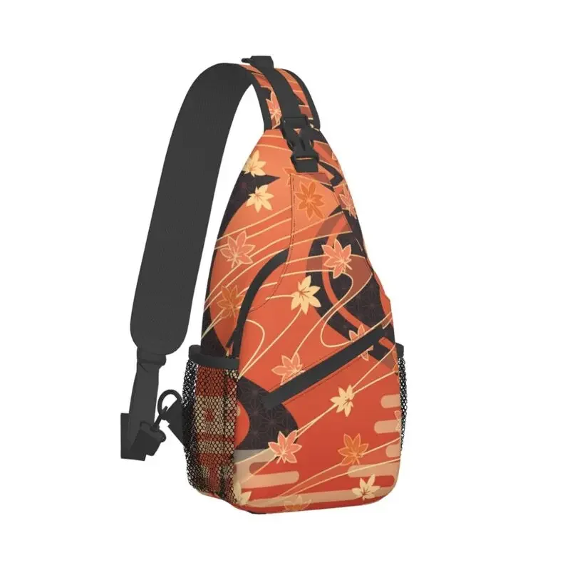 Casual Genshin Impact Sling Crossbody Backpack Men Kaedehara Kazuha Maple Pattern Shoulder Chest Bags for Hiking