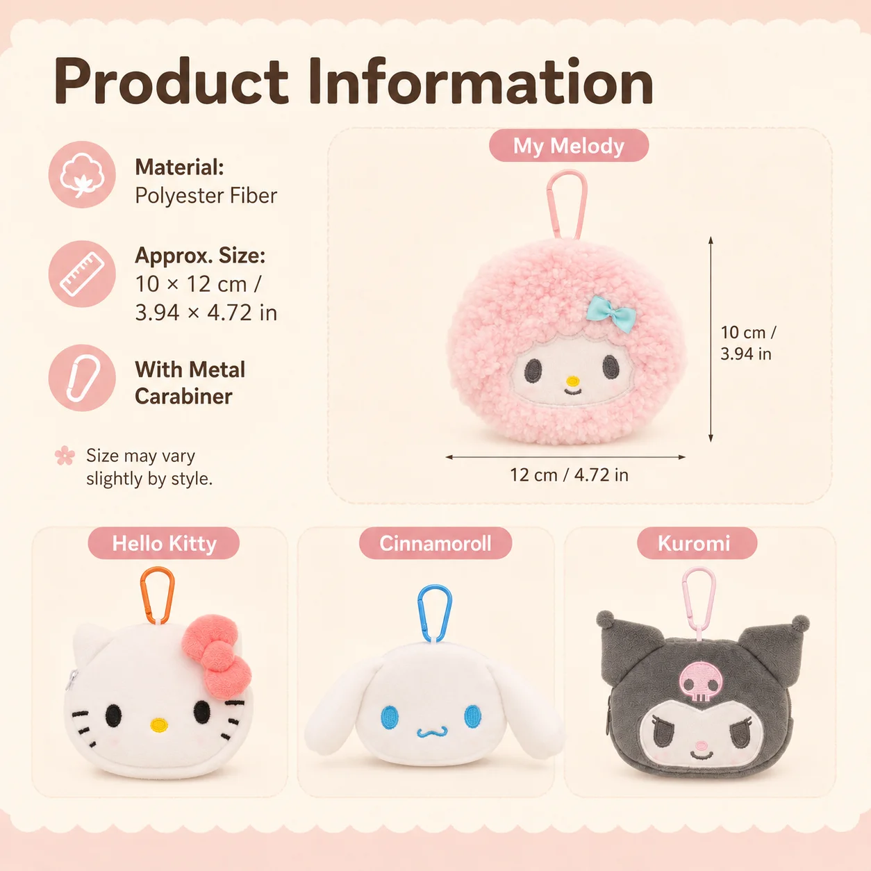2026 Trendy Sanrio Cute Hello Kitty Cinnamoroll Sweet Piano Makeup Pouch Earbud Storage Bag Backpack  Pouch Girl Holiday Gift view 6