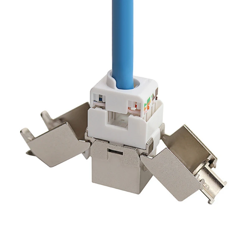 

Durable Cat7/Cat6a Tool-Less Type Keystone Jack Adapter, Zinc Alloy, STP suited for 22 to 26 AWG