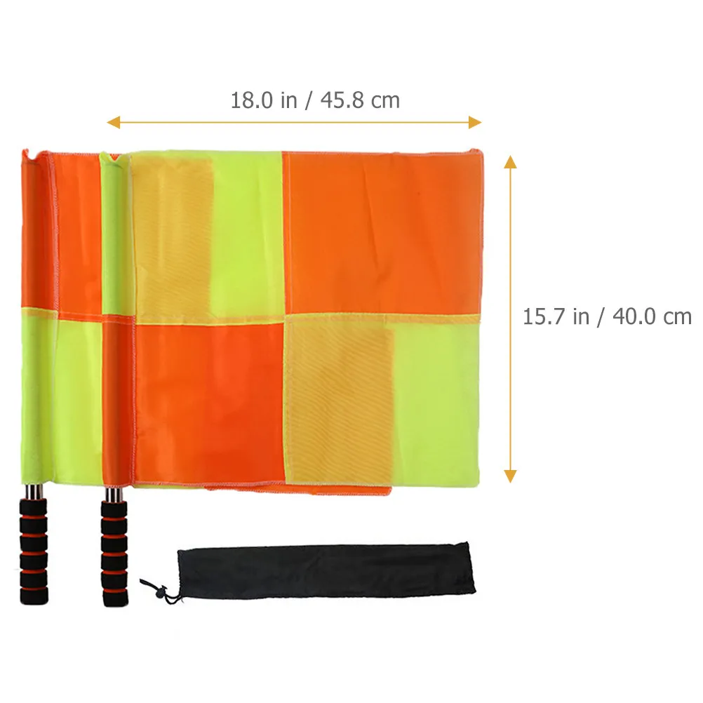 2Pcs Warning Referee Flags Competition Signal Flags Stainless Steel Handle Spongy Grip Light Weight for Traffic Direction Soccer view 4