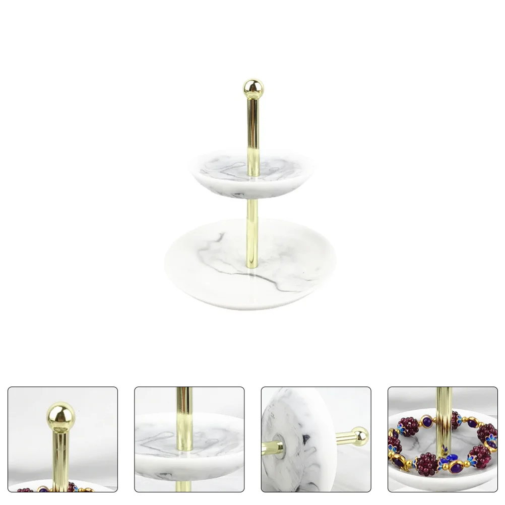 

1Pcs Marble Style Jewelry Storage Rack Sturdy 2-Layer Organizer for Watch Necklace Bracelet Storage 2-Layer Jewelry Organizer