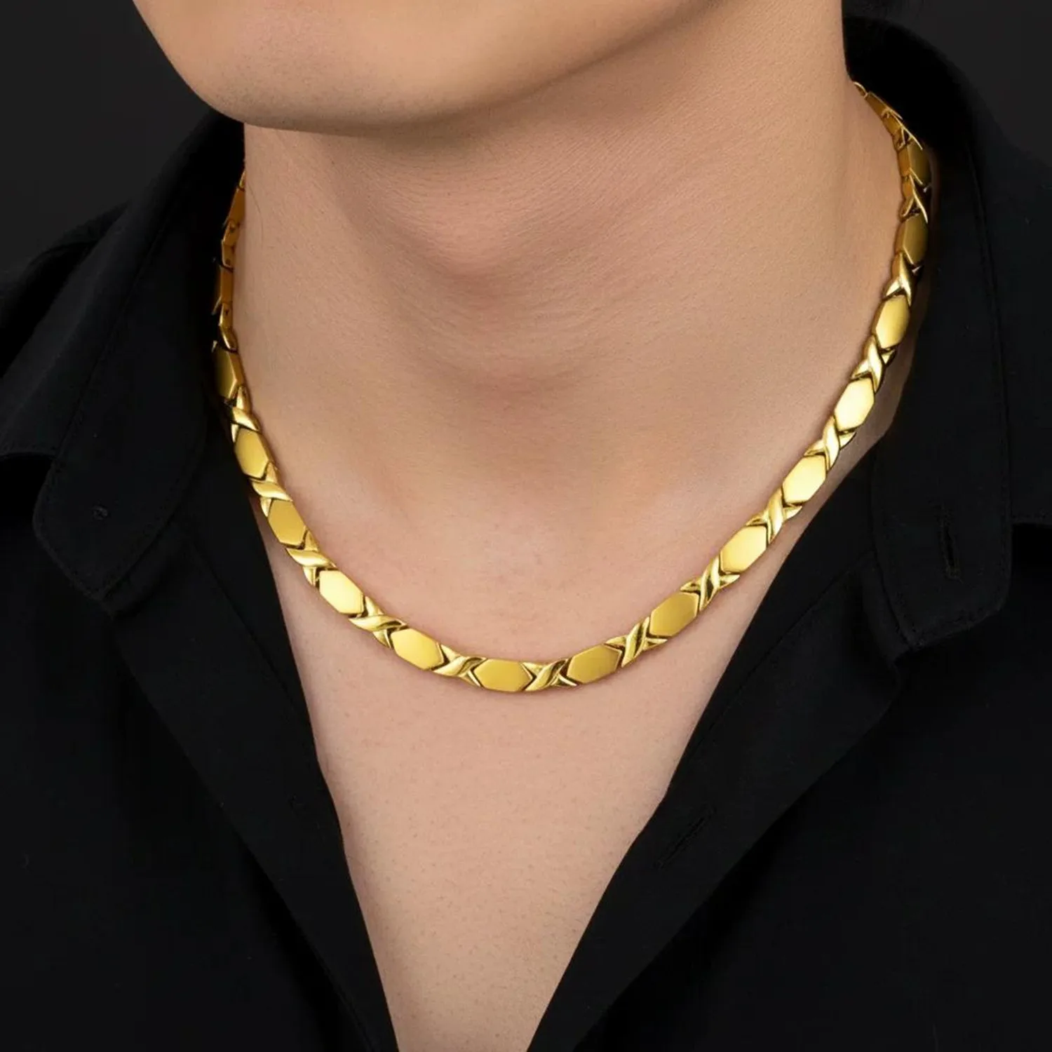 ARADOO Titanium Steel Necklace for Men Stainless Steel Wheat Ear Design Minimalist Jewelry Gifts