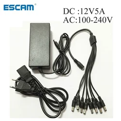 Escam DC ์ ์ ๊ณต๊ธ ์ด๋ํฐ, CCTV ๋ณด์ ์นด๋ฉ๋ผ DVR ์๋ ๋ก๊ทธ AHD TVI CVI ์นด๋ฉ๋ผ DVR ์์คํ
์ฉ 8 ๋ถํ ์ ์ ์ผ์ด๋ธ, 12V 5A