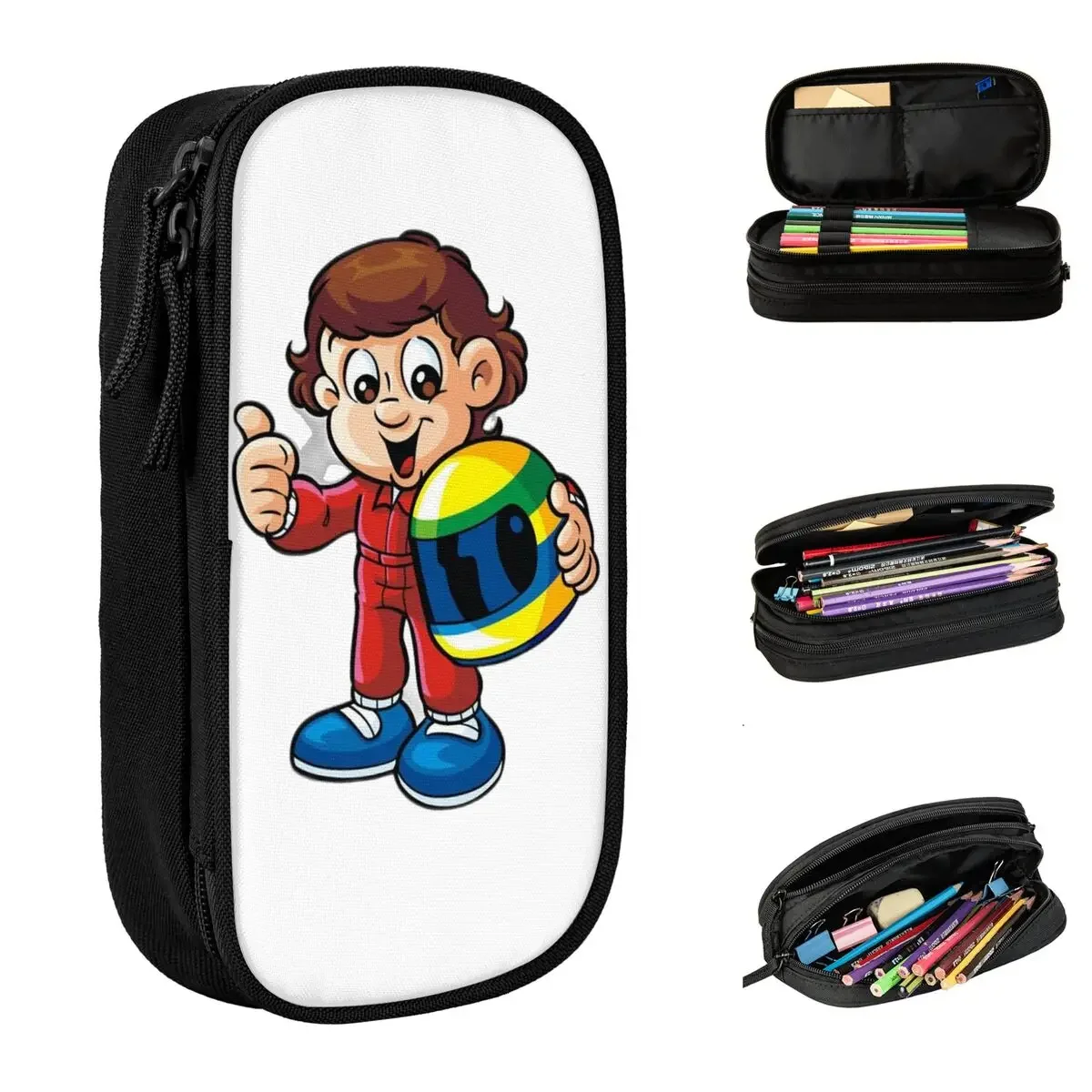 

Cute Senninha Ayrton Senna Accessories Pencil Case Large Capacity School Accessories Cartoon Pencil Case Stationery Gift