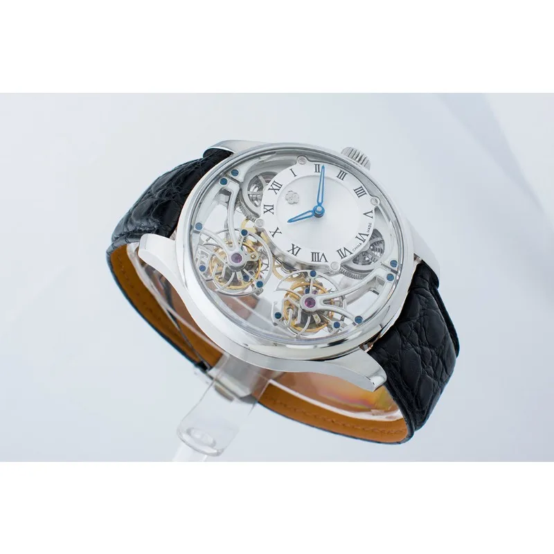 Forward and Reverse Double Tourbillon Flying Suspension Watch Men's Luminous Mechanical Watch Steel