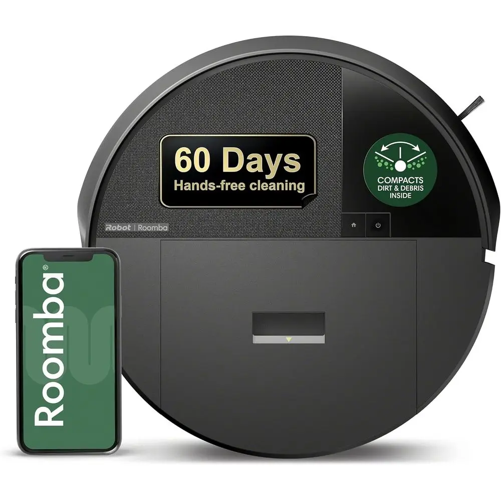 Roomba 205 DustCompactor Vac Robot Vacuum - Compacts Dirt Inside, No Emptying or 60 Days, Space Saving, No Dock Needed, Bagl, In