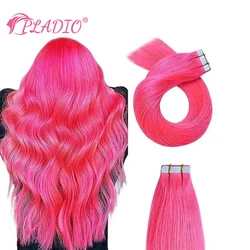 PLADIO Colorful Tape in Human Hair Extension Straight PINK Highlights Hair Extension Real European Natural Hair Extension 2G/PC