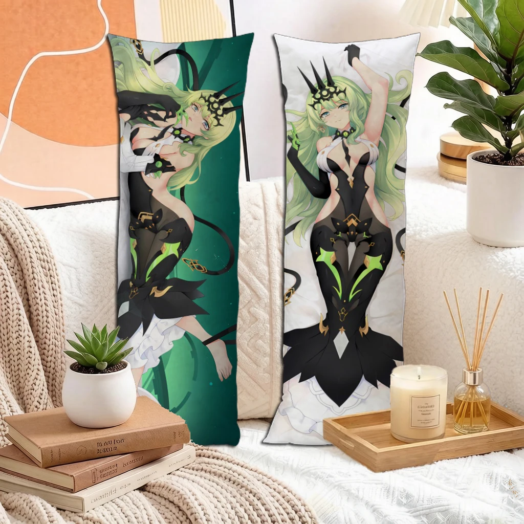 Anime Green Hair Snake Tail Girl Dakimakura Pillowcase Double Sided Long Body Pillow Cover Peach Skin 160x50cm Home Decor Gift