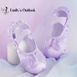 Girl Butterfly Ballet Shoes Soft Leather Sole Slipper Body Rhyme China Dance Flats Ballerina Dress Up Princess Little Toddler