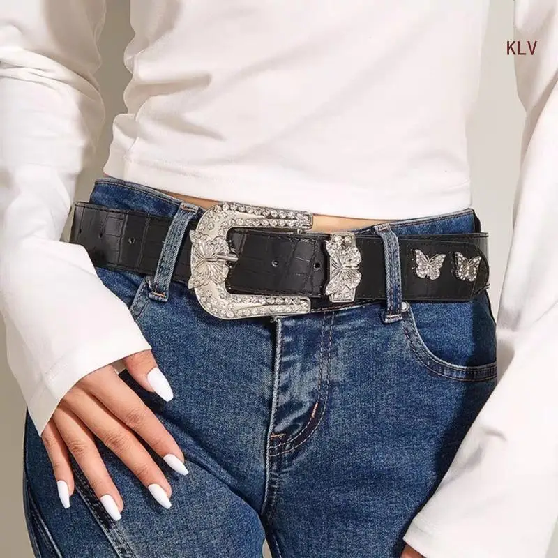 

Punk Waist Belly Chain Belt for Women Men for Street Dance Prom Hip Hop Rock Bands PU Belt Jean Buckle