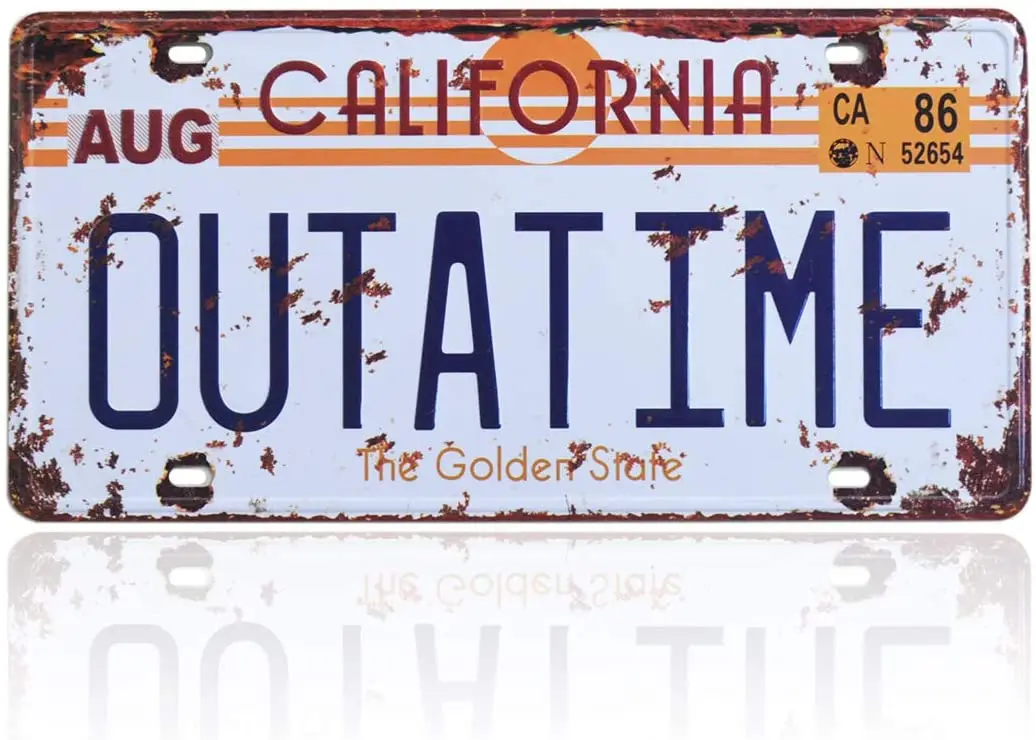 

Outatime back to the future license plate decoration embossed license plate replica Delorean movie props metal stamping vanity