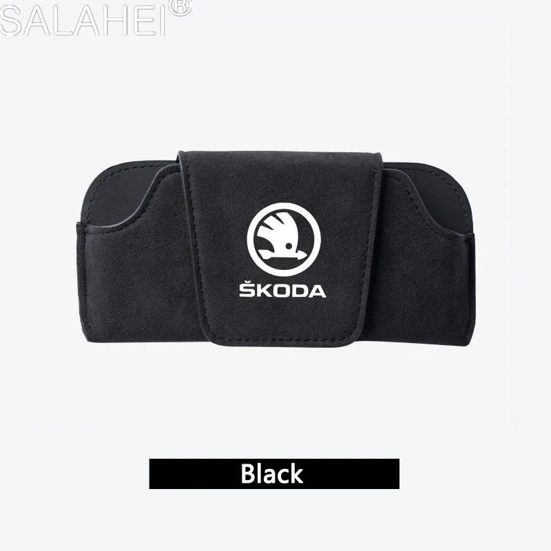 سيارة جلد الغزال نظارات صندوق الشمس قناع نظارات تخزين لسكودا A7 VRS رؤية كودياق المفضلة السريعة اوكتافيا اكسسوارات #3