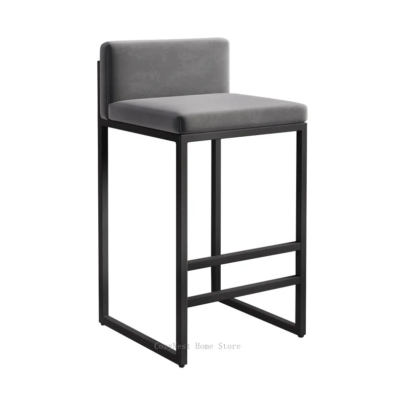 Table chair Modern simple gold home high chair Bar chair Back  Wrought iron stool
