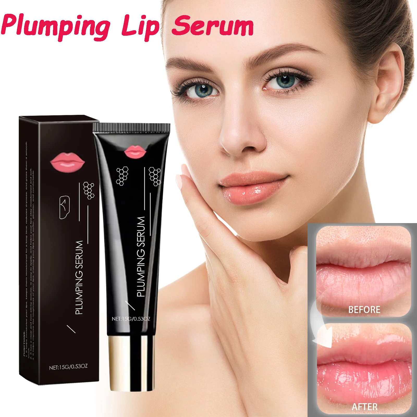 Dauerhaftes, aufpolsterndes Lippenserum, voluminöser Glanz, tief feuchtigkeitsspendend, trockene Lippen, reduziert feine Linien, feuchtigkeitsspendend, nährend, sexy Lippenpflege