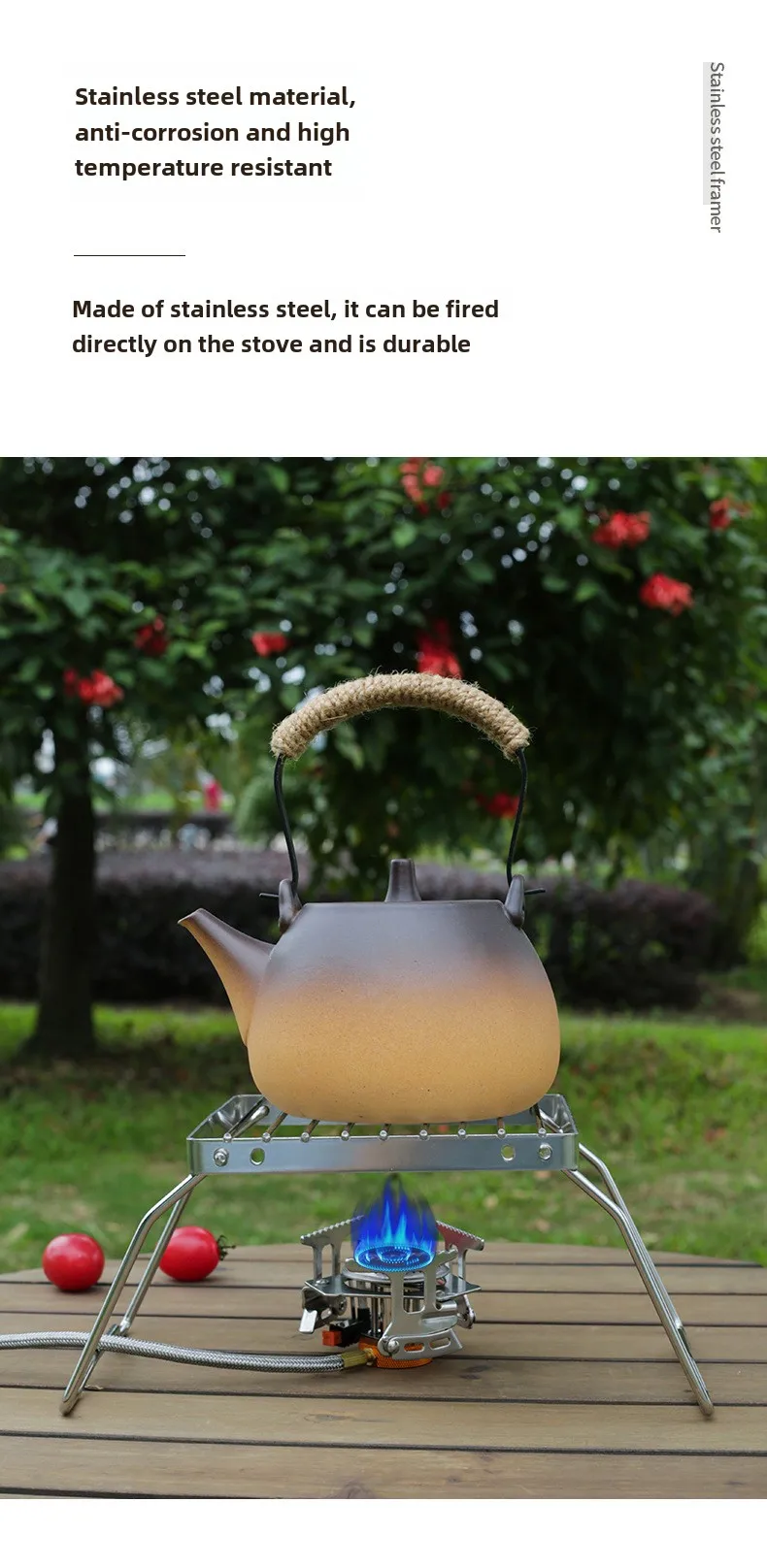 Edelstahl Klappbarer Lagerfeuer-Grill Tragbar Multifunktional Hohe Temperatur- und Korrosionsbeständigkeit Outdoor Camping Barbecue – Detail 7