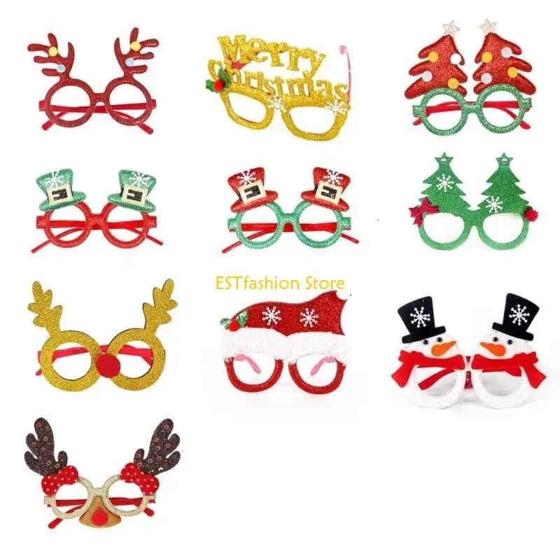 Y5GC Occhiali da vista per feste Natale Set montature per occhiali con cappello Natale Braccialetti schiaffo Fascia per