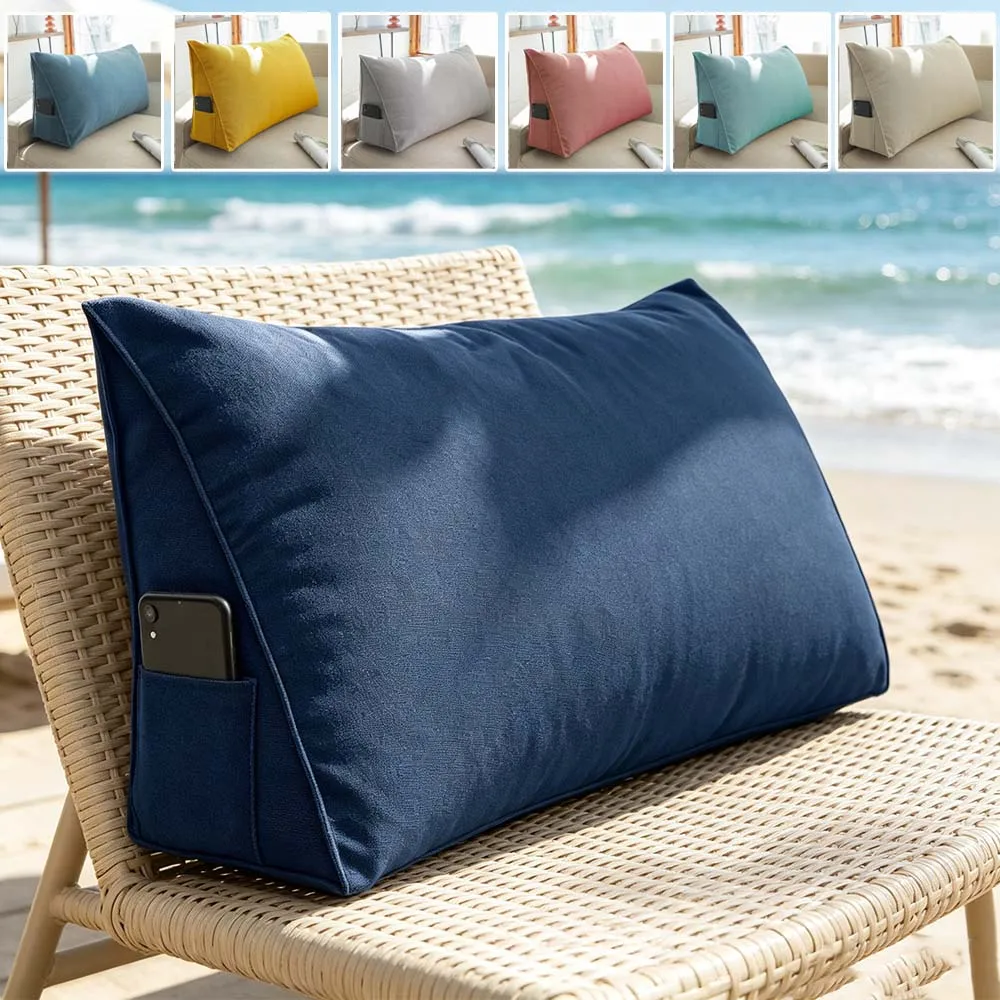 60/70/80/90cm Wedge Pillow with Zipper Removable Cover Triangular Back Support Cushion for Office Chair Tatami Living Room Decor