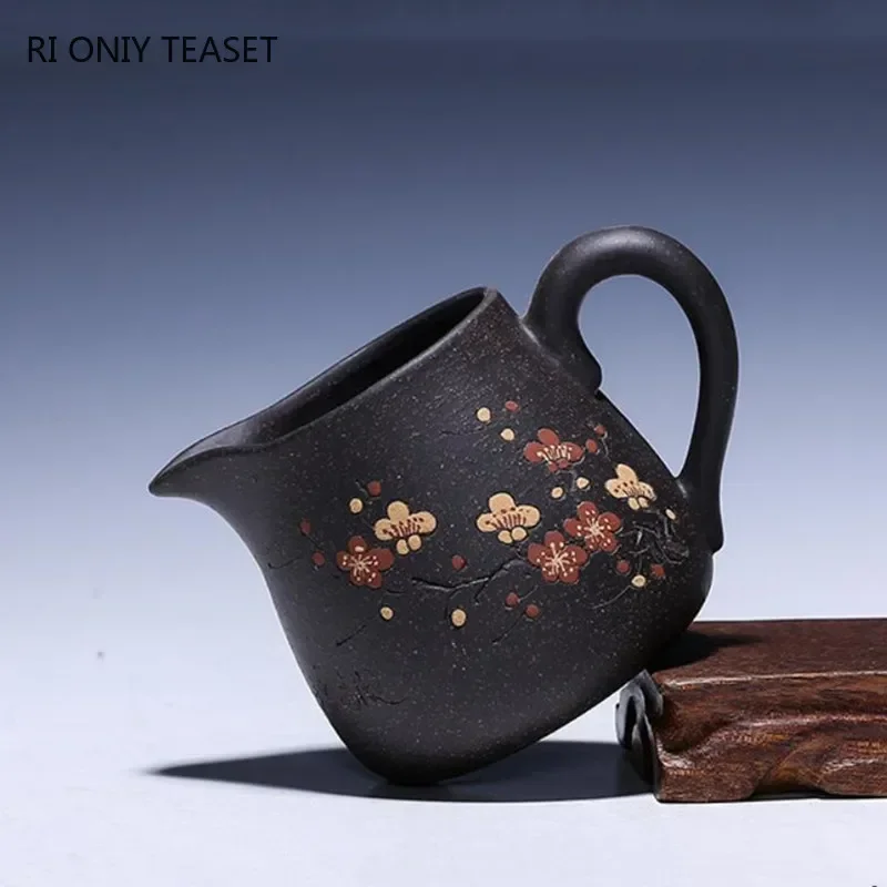 210ml Authentic Yixing Purple Clay Fair Cup Cha Hai Master Hand-carved Plum Blossom Teacup Tea Set Accessories Master Cup